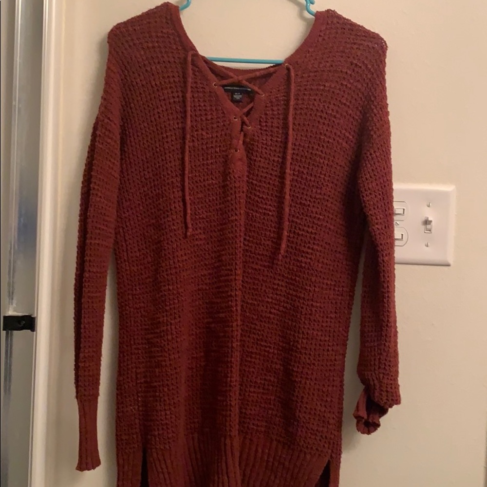 Red knitted top